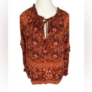 American Eagle Outfitters Floral Blouse - Rust Size S
